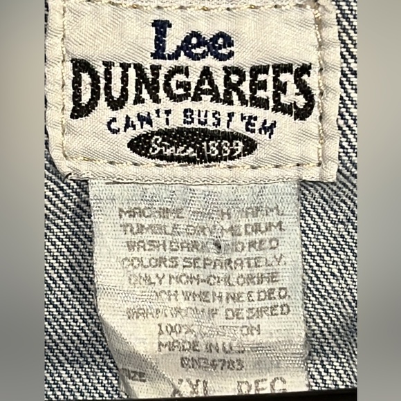 LEE DUNGAREES Vtg 90s USA Made Stonewash Denim Blue Jean Jacket Mens XXL - Picture 7 of 8